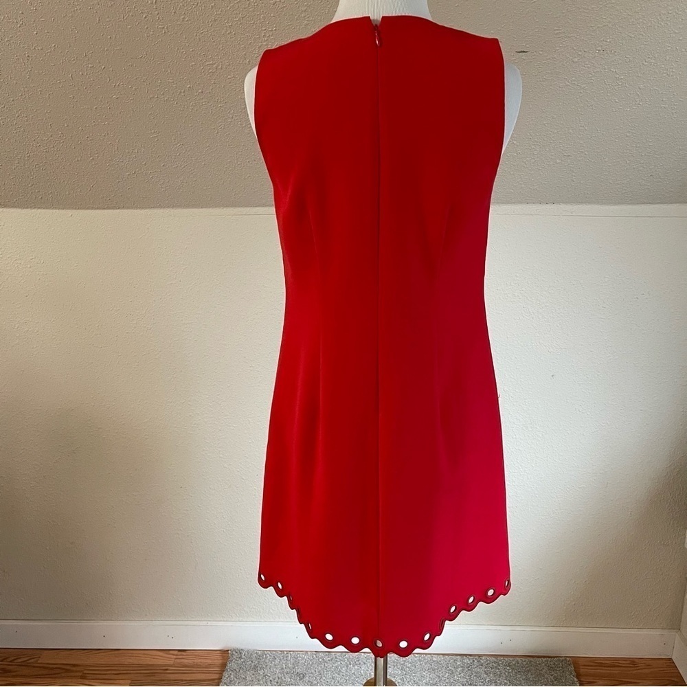 J. Crew Electric Red Scalloped Dress with Grommets NWT - Picture 7 of 10